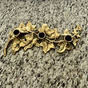 Vintage Solid Brass Gold Leaf Candle Holder